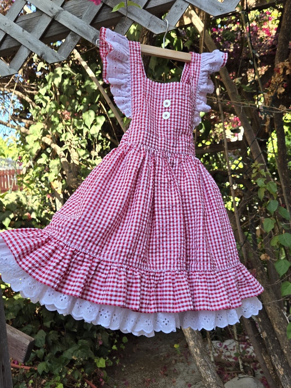 Girls Gingham Pinafore Dress